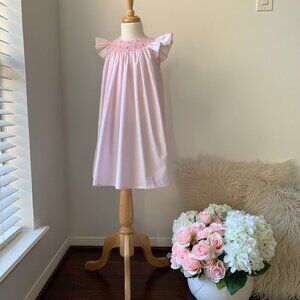 NWT Pretty in Pink Girls Embroidered Smocked Bishop Dress Rosettes & Pearls 9M